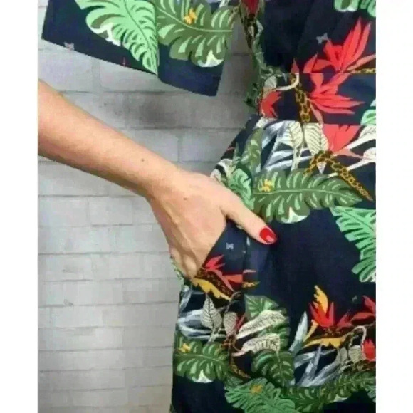 Brooks Brothers Blue Floral Dress, V-Neck, Pockets, Cotton,‎ Sz 2 - Picture 5 of 7